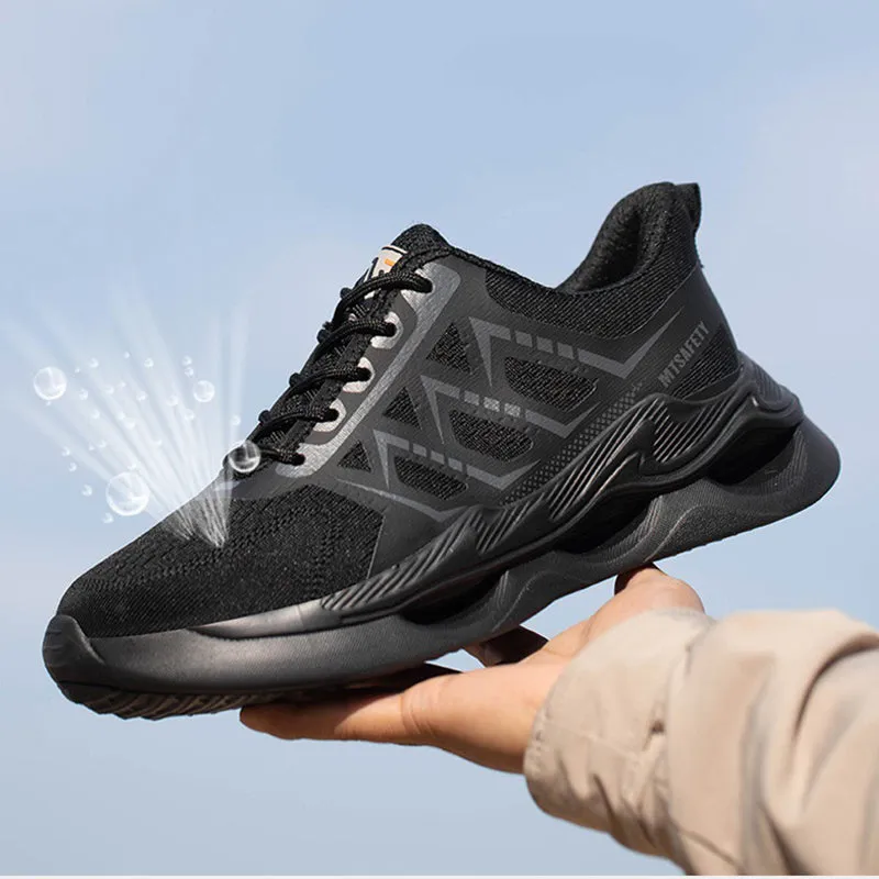 Steel Toe Work Shoes for Men Lightweight Comfortable Slip Resistant Puncture Proof Safety Breathable Indestructible Construction Industrial Sneakers