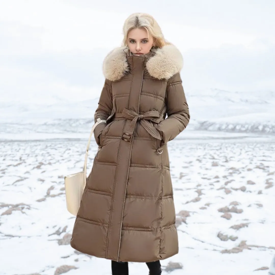 Tessa | Women's Long Fur-Trimmed Puffer Coat - Winter Warm Jacket with Hood, Stylish Insulated Outerwear