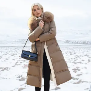 Tessa | Women's Long Fur-Trimmed Puffer Coat - Winter Warm Jacket with Hood, Stylish Insulated Outerwear