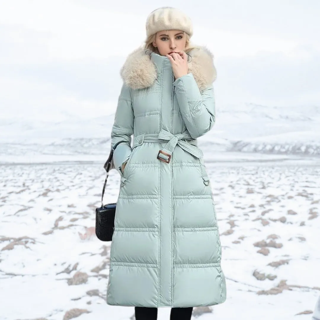 Tessa | Women's Long Fur-Trimmed Puffer Coat - Winter Warm Jacket with Hood, Stylish Insulated Outerwear