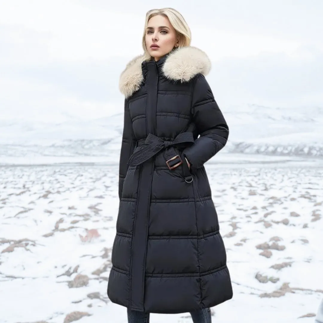 Tessa | Women's Long Fur-Trimmed Puffer Coat - Winter Warm Jacket with Hood, Stylish Insulated Outerwear