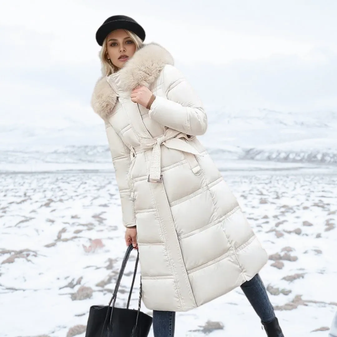 Tessa | Women's Long Fur-Trimmed Puffer Coat - Winter Warm Jacket with Hood, Stylish Insulated Outerwear