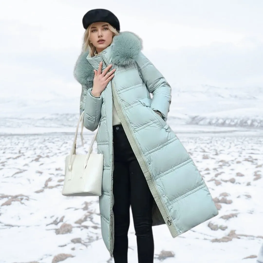Tessa | Women's Long Fur-Trimmed Puffer Coat - Winter Warm Jacket with Hood, Stylish Insulated Outerwear