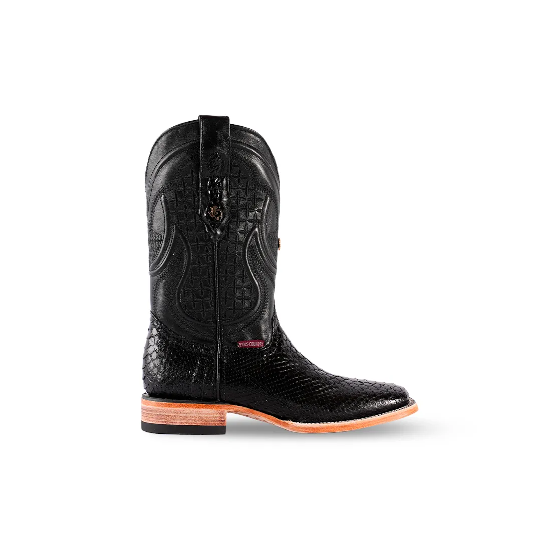 Texas Country Boot Python Black PN30