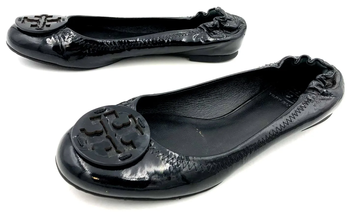 Tory Burch 'Minnie' Women's Black Patent Leather Ballet Flats - Size 8 ( COA)