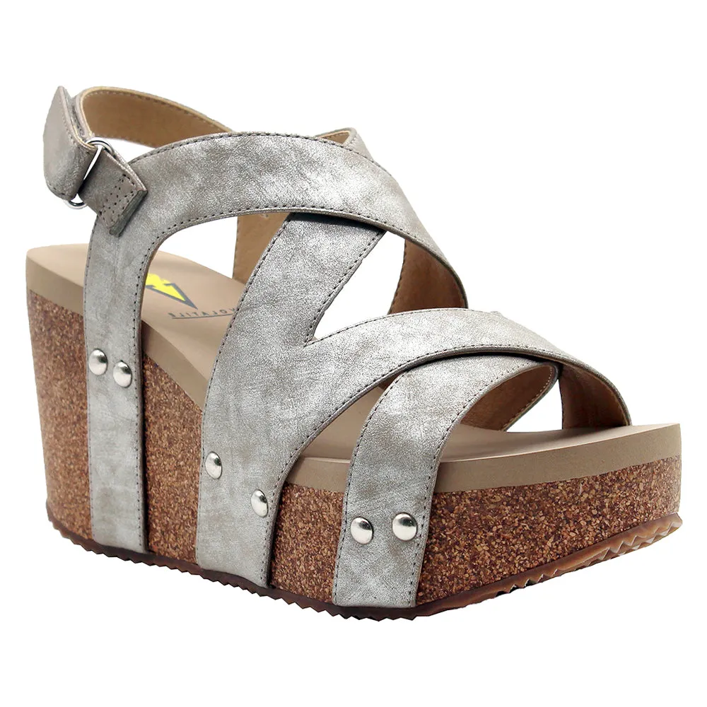 Tory Slingback Studded Wedge Sandals