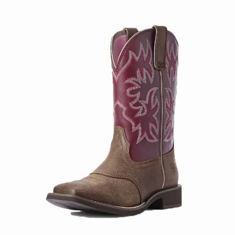 Western Boots Women’s Leather Square Toe Cowgirl Boot