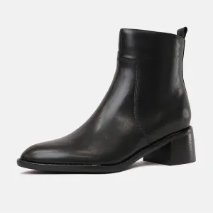Wyona Black Leather Ankle Boots