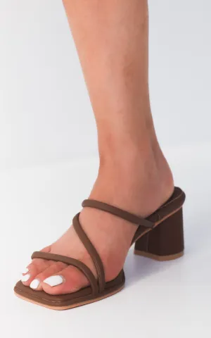 Zella Block Mule Heels - Coffee Brown